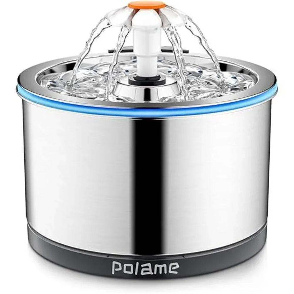 Cat Water Fountain Stainless Steel, Ultra-Quiet Cat Fountains for Drinking